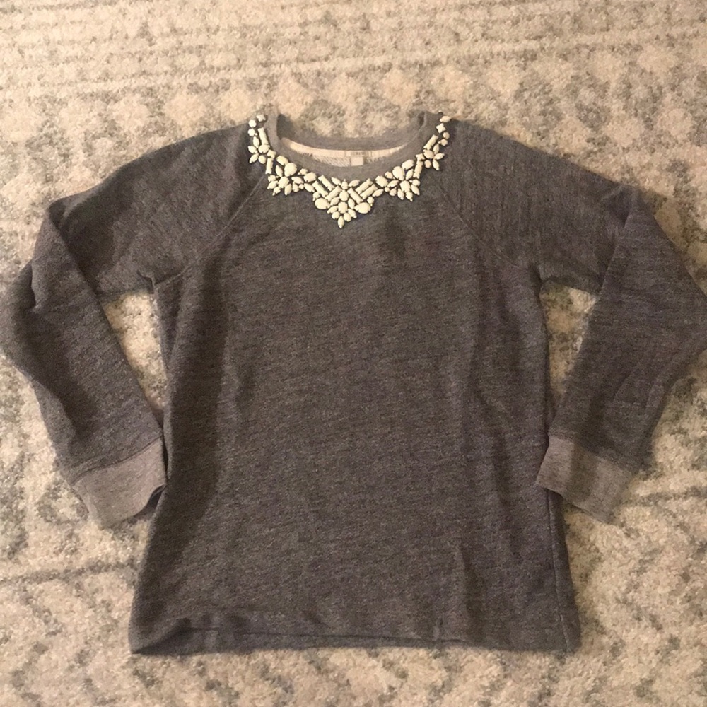 J.Crew gray sweatshirt with embellished collar*